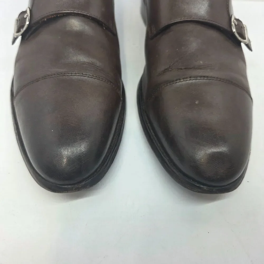 Suit Supply Mens Brown Leather Double Monk Strap Shoes Size US 9.5 M EUR 42.5